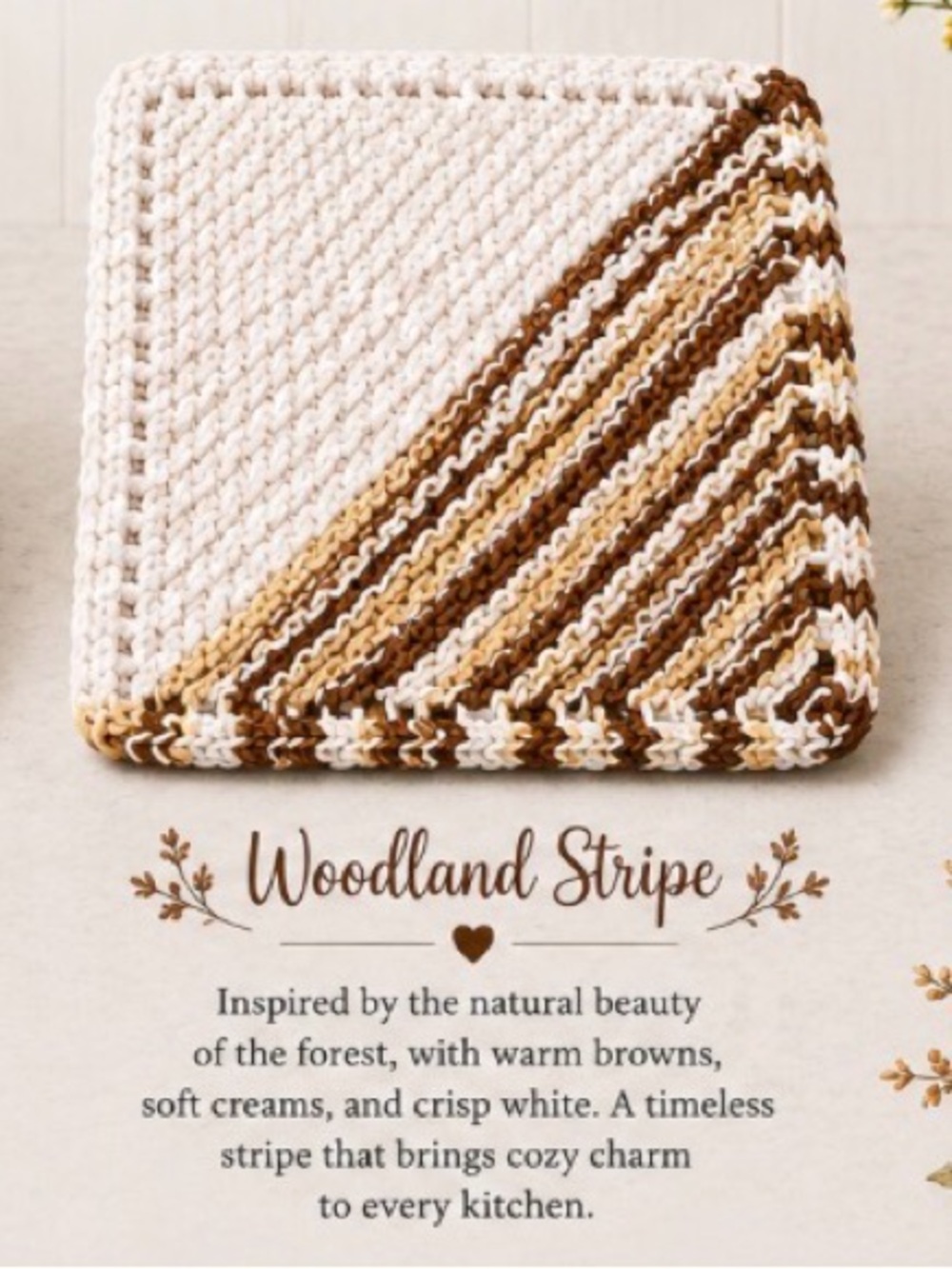 Bundle of 3 “Woodland Stripe” Knit Dishcloths